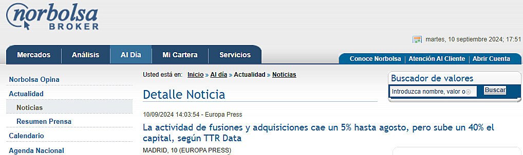 La actividad de fusiones y adquisiciones cae un 5% hasta agosto, pero sube un 40% el capital, segn TTR Data